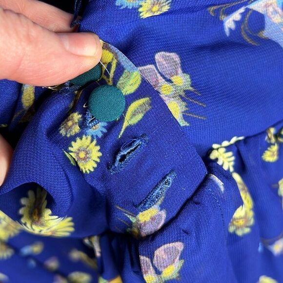 Disney Alice in Wonderland Rabbit Hole Blue Floral Sheer Duster Medium - Picture 6 of 8
